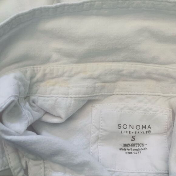 Sonoma White Button Down Collared Shirt Size Small - Picture 12 of 12